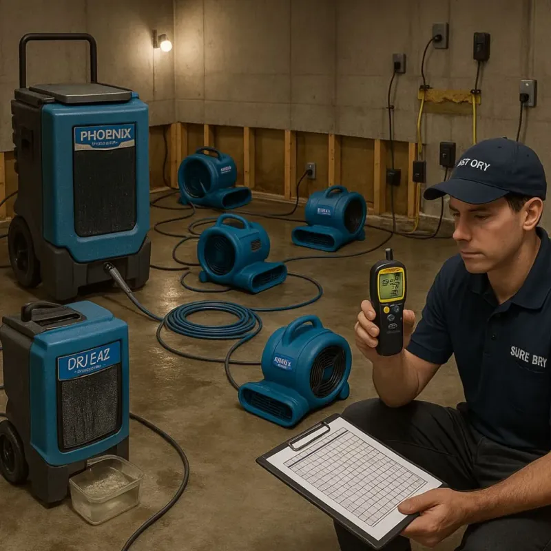 Structural Drying and Dehumidification process in Stony Point, NC
